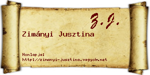Zimányi Jusztina névjegykártya